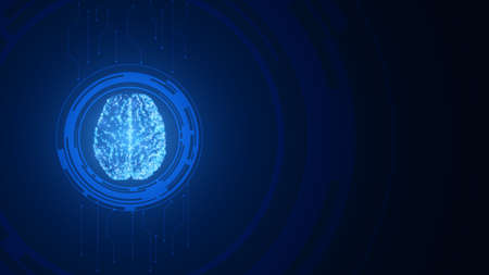 Blue Technology Background. Abstract Human Brain. Vector Illustration EPS10