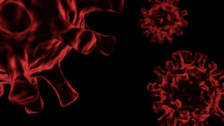 Coronavirus 3d rendering. COVID-19 under the microscope.の写真素材