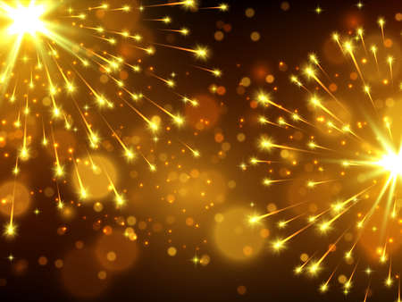 Burning sparkler. Gold glitter stardust background. Vector illustration EPS10のイラスト素材