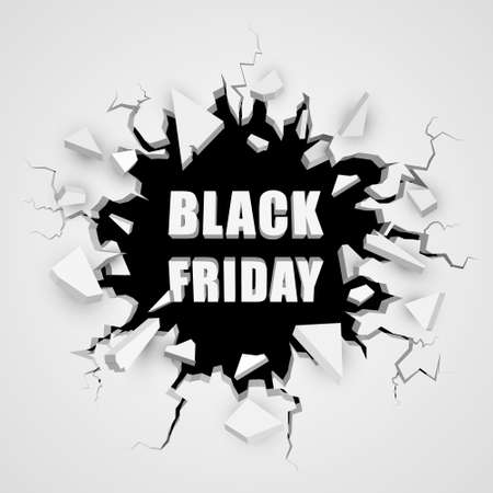 Black friday sale banner. Cracked hole with space for text. Vector illustrationのイラスト素材