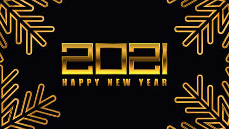 Happy New Year poster. Golden 2021 background. Vector illustrationのイラスト素材