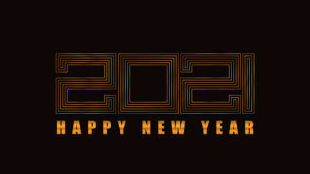 Happy New Year poster. Golden 2021 logo. Vector illustrationのイラスト素材