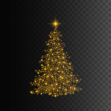 Christmas tree. Gold glitter light effect. Vector illustration EPS10のイラスト素材