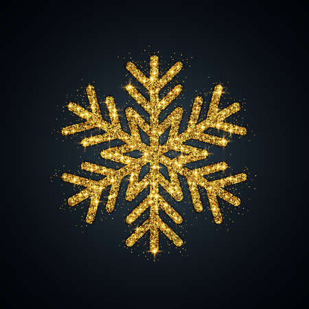 Gold Glitter Snowflake. Christmas, New Year symbol. Vector Illustration EPS10のイラスト素材