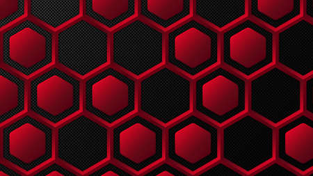 Abstract red and black metal background with hexagons. Vector illustrationのイラスト素材