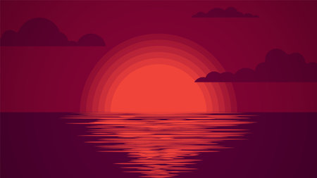 Sea sunset. Summer landscape. Vector background EPS10のイラスト素材