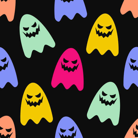 Haloween seamless pattern. Seamless background with ghosts. Vector illustrationのイラスト素材