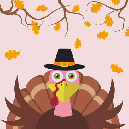 Cartoon turkey. Thanksgiving celebration background.のイラスト素材