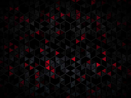 Black and red hexagon pattern, technology polygonal background. Vector illustrationのイラスト素材