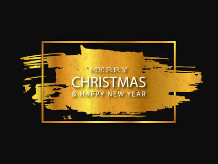 Gold paint brush stroke. Luxury background. Vector bannerのイラスト素材