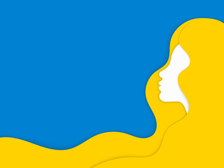 Young girl with long hair. Yellow and blue colors. Vector illustration EPS10のイラスト素材