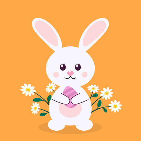 Easter rabbit with egg, bunny. vector illustration. EPS10のイラスト素材