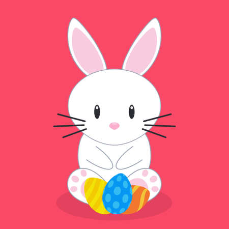 Easter rabbit with eggs, bunny. vector illustration. EPS10のイラスト素材