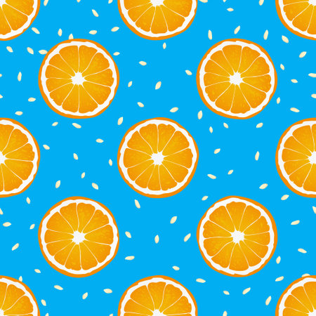 Seamless pattern with oranges. Summer vector backgroundのイラスト素材