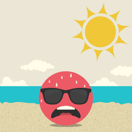 Hot face emoji. hot weather. Vector illustration EPS10のイラスト素材