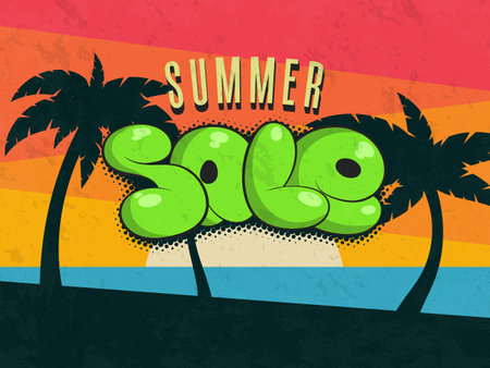 summer sale banner. Vintage, retro design.のイラスト素材