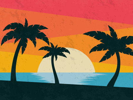 summer sunset. retro background. Vector design EPS10のイラスト素材