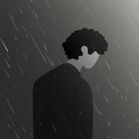 sad man looking down. major depressive disorder. Vector illustration EPS10のイラスト素材