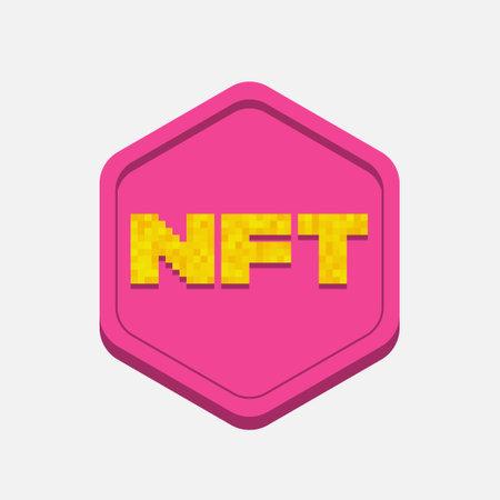 NFT icon, sign. pink and yellow color. Vector illustrationのイラスト素材