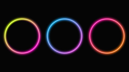 neon circle. Glow light effect. round frame. Abstract vector background EPS10のイラスト素材
