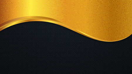 Luxury background with golden wave. Gold and black metal texture. Vector design EPS10のイラスト素材