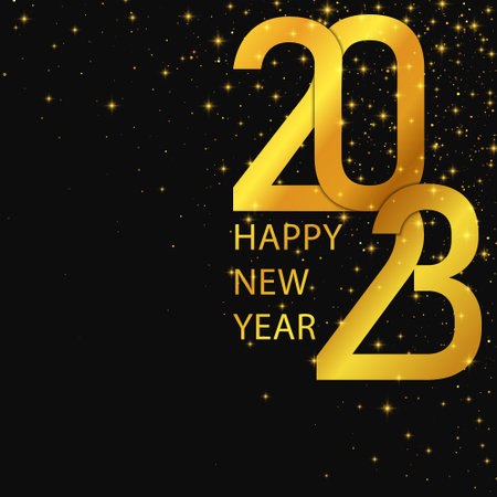 2023 Happy New Year background. gold glitter numbers. Vector banner