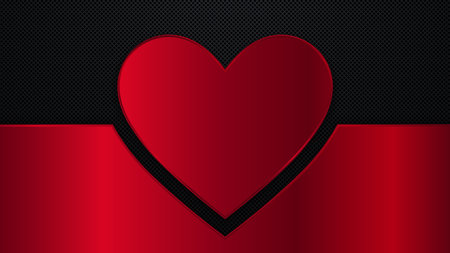 metal heart. Black and red metallic background. Vector illustration EPS10のイラスト素材