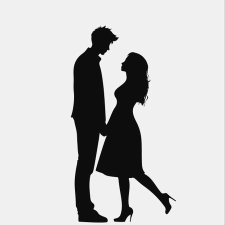 Romantic couple silhouette. Design for valentines day. Vector illustration EPS10のイラスト素材