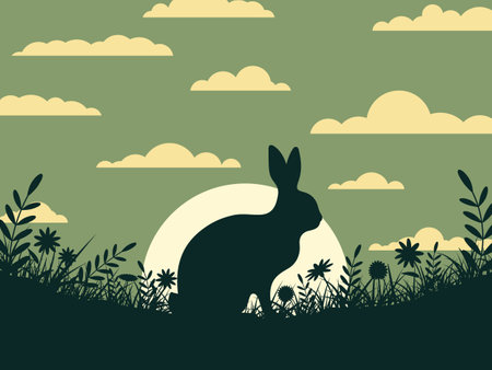 Bunny rabbit silhouette. Easter background. Vector illustration EPS10のイラスト素材