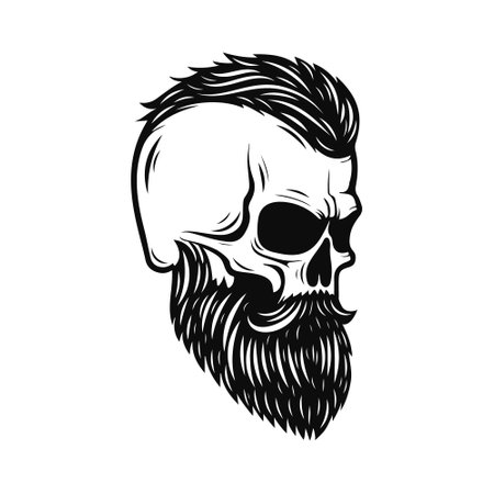 human skull logo. Black and white emblem. Vector illustration EPS10のイラスト素材
