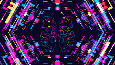 human brain. technology background. neon colors. Vector illustration EPS10のイラスト素材
