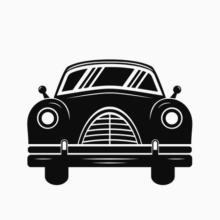 classic car logo design. black silhouette. Vector signのイラスト素材