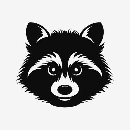 Raccoon head, face logo. vector icon template. black and white illustrationのイラスト素材
