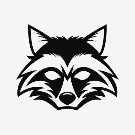 Raccoon head, face logo. vector icon template. black and white illustrationのイラスト素材