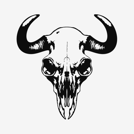 cow skull. black and white silhouette. Vector illustrationのイラスト素材