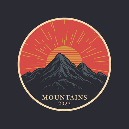 Mountain  Retro style.のイラスト素材