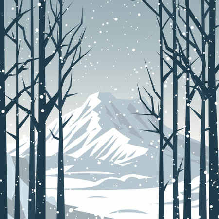 Winter holidays. Winter landscape with forest and mountains. Vector illustration EPS10のイラスト素材