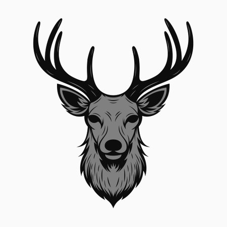 Deer head logo. Black and white vector illustration EPS10のイラスト素材