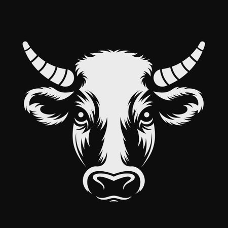 Cow head logo. Black and white emblem. Vector illustration EPS10のイラスト素材