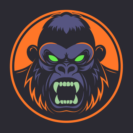 Angry gorilla head. Cartoon icon.のイラスト素材