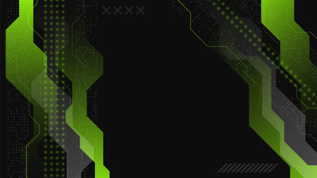 Abstract Technology Background. Green and Black Colors.のイラスト素材