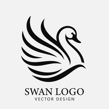 Swan logo. Swimming swan. Black silhouette. Vector illustration EPS10のイラスト素材