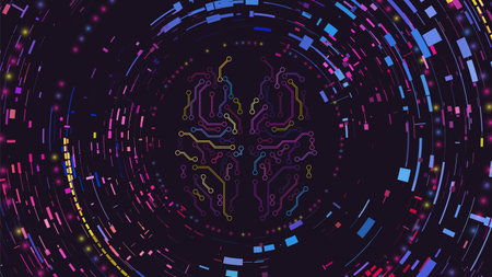 Human brain. Technology background. Neon colors. Vector illustration EPS10