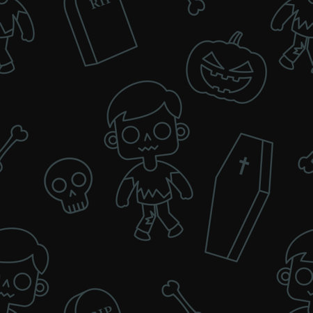 Halloween Seamless Pattern. Vector background with zombies EPS10のイラスト素材
