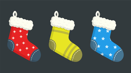 Set of colorful Christmas socks. Vector illustration EPS10のイラスト素材