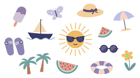 Summer Vector Icon Set. Summer Doodles EPS10のイラスト素材