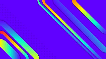 Dynamic abstract background with colorful neon diagonal stripes on a vibrant purple backdrop
