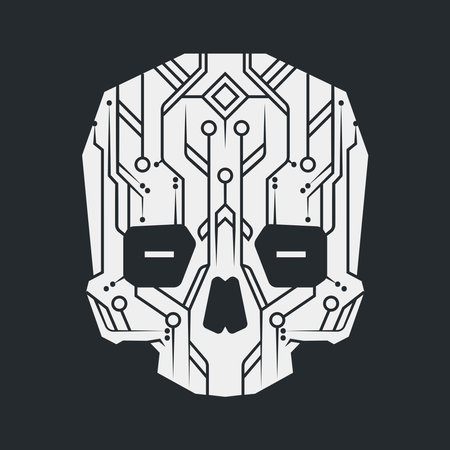 Artificial intelligence robot head vector illustration. AI robot head symbol.のイラスト素材