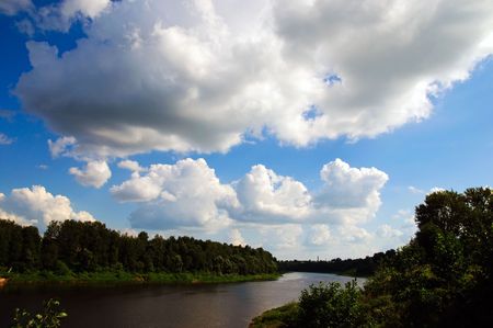 very nice summer day belorussian landscape Dvina river Vitebsk Belarusの写真素材