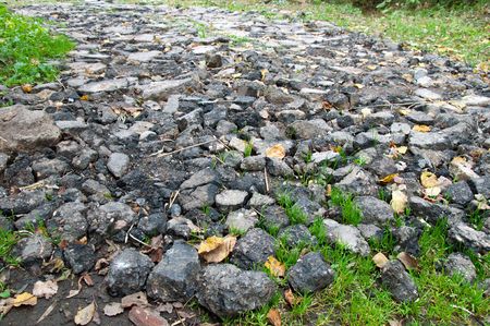 country side vintage neglected asfalt roadの写真素材